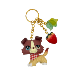 Plum Cream Collie LPS Keychain #1262