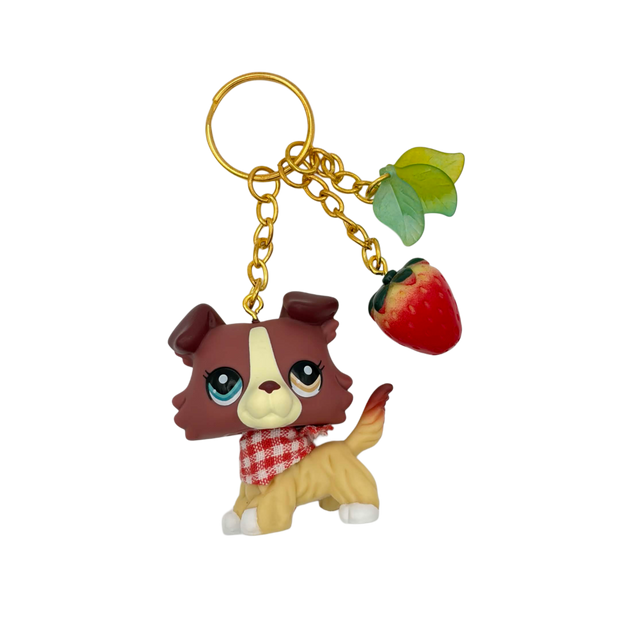 Plum Cream Collie LPS Keychain #1262