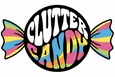 Colorful candy-themed logo with 'Clutter Candy' text on a white background