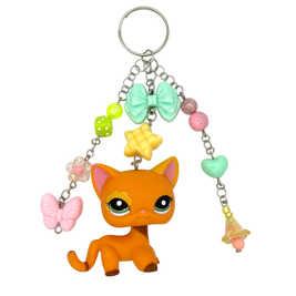 Orange Flower Eye Cat LPS Keychain #1643