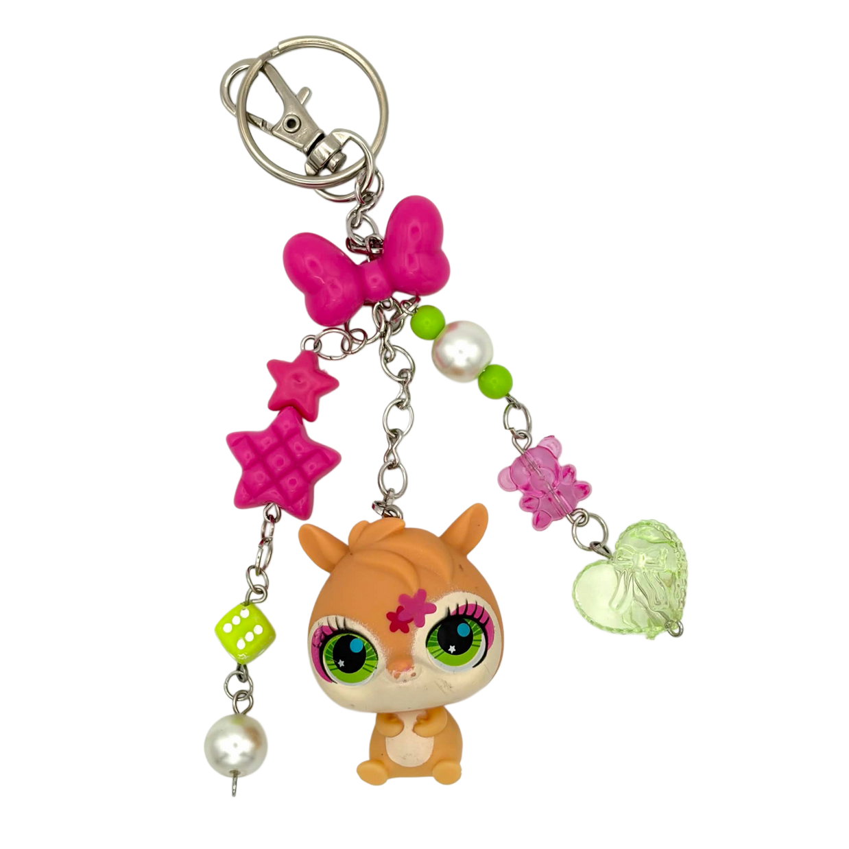 Pink Flower Hamster LPS Keychain #2739