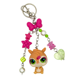 Pink Flower Hamster LPS Keychain #2739