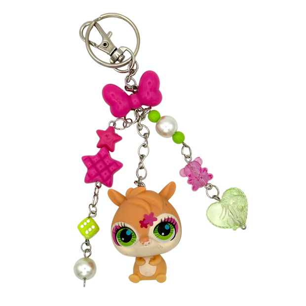 Pink Flower Hamster LPS Keychain #2739