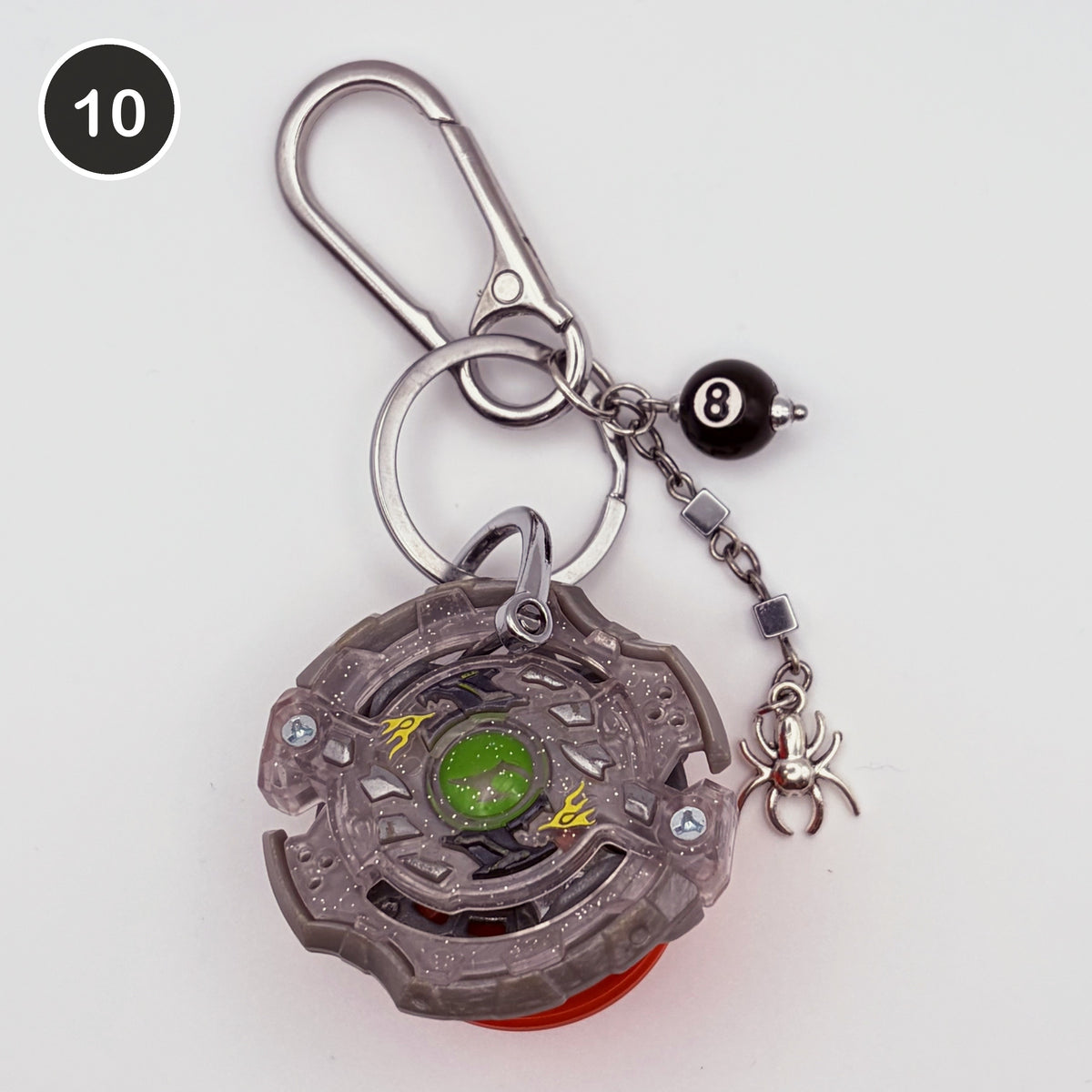 #10 Spider Blade upcycled Beyblade keychain