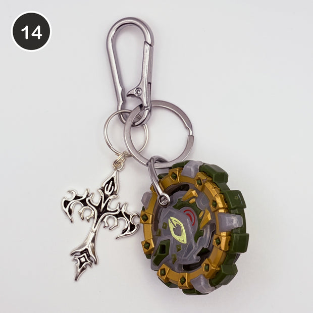 #14 Gilded Blade upcycled Beyblade keychain