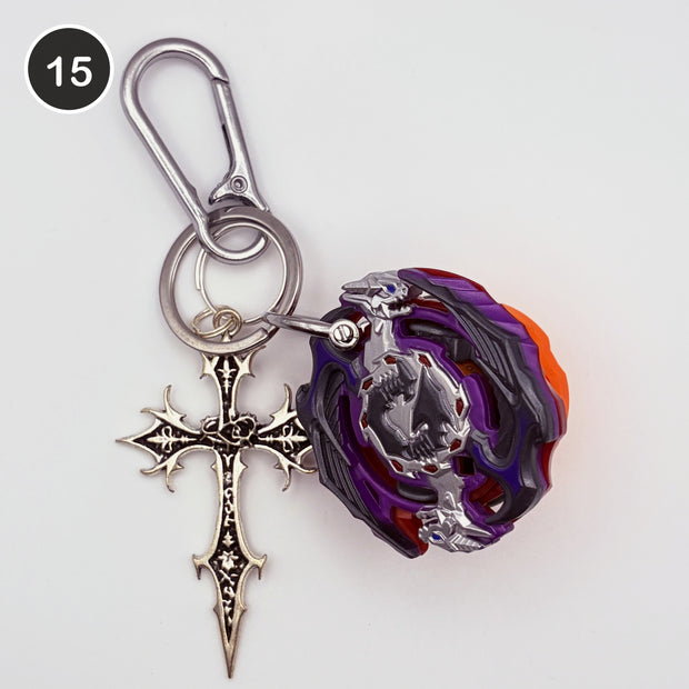 #15 Dusk Blade upcycled Beyblade keychain