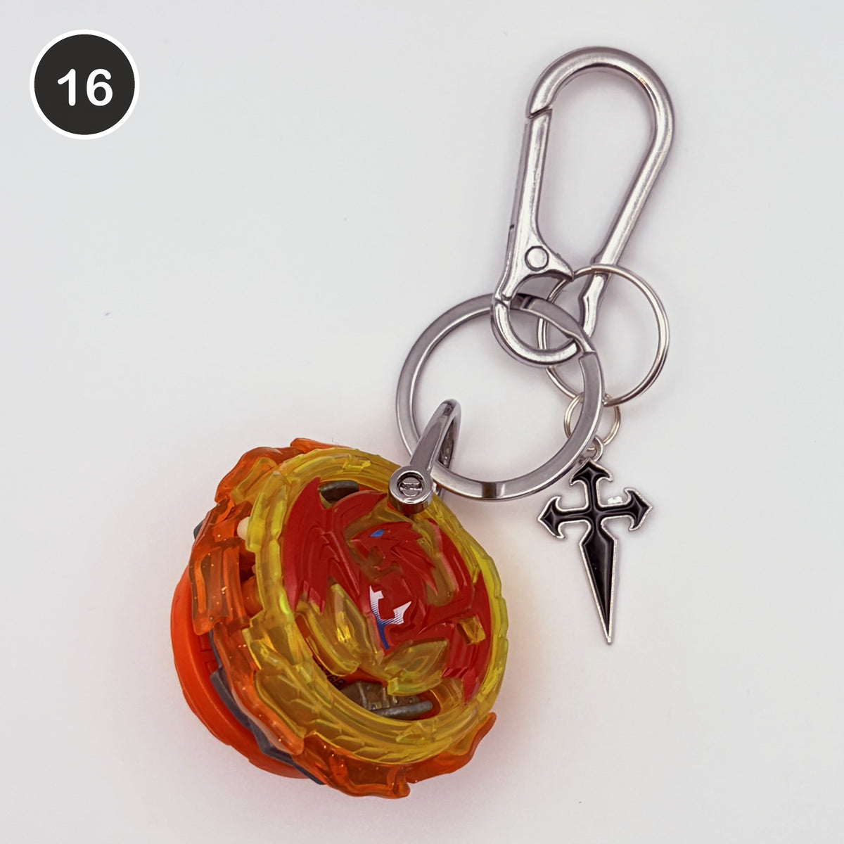 #16 Solar Blade upcycled Beyblade keychain