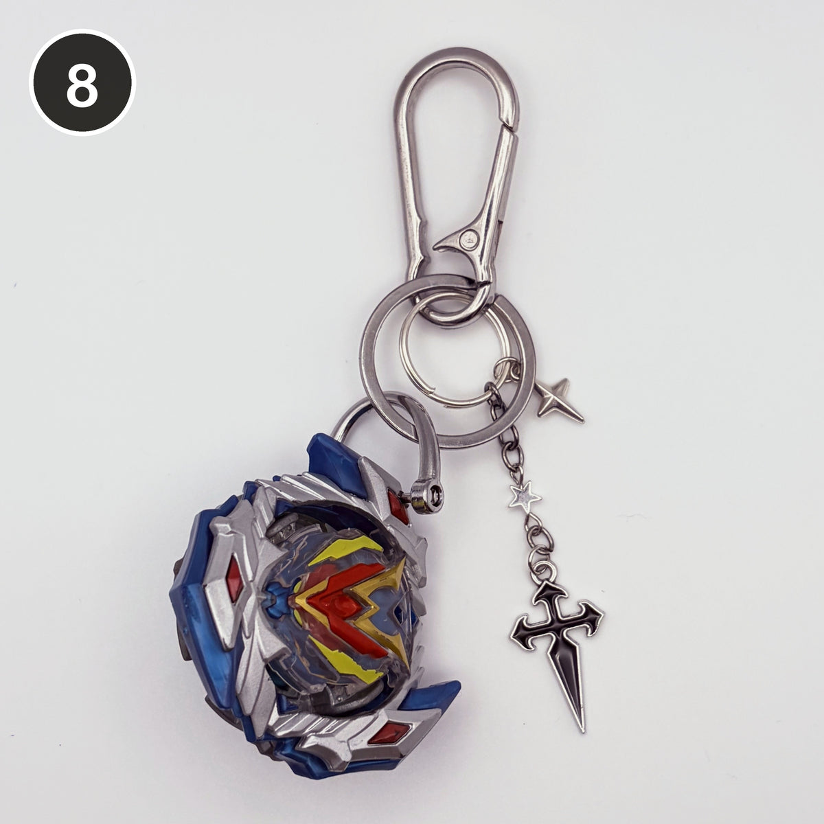 #8 Galaxy Blade upcycled Beyblade keychain