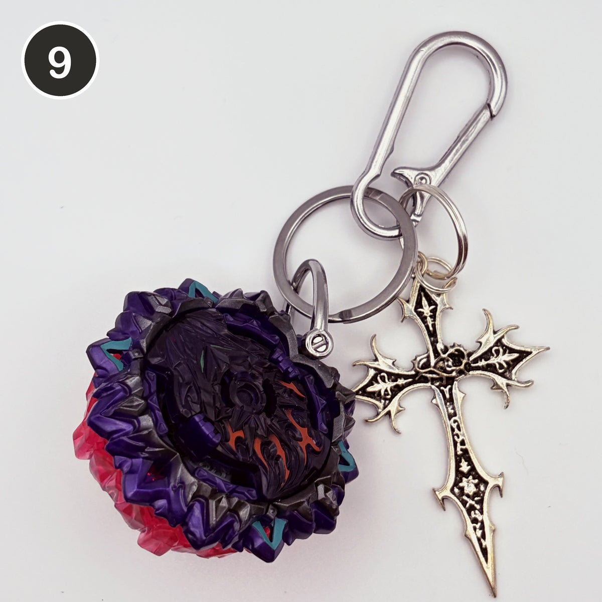 #9 Shadow Blade upcycled Beyblade keychain
