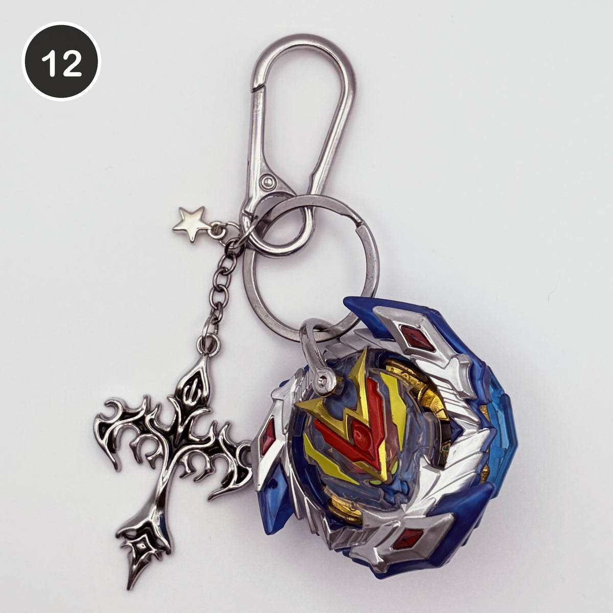 #12 Comet Blade upcycled Beyblade keychain