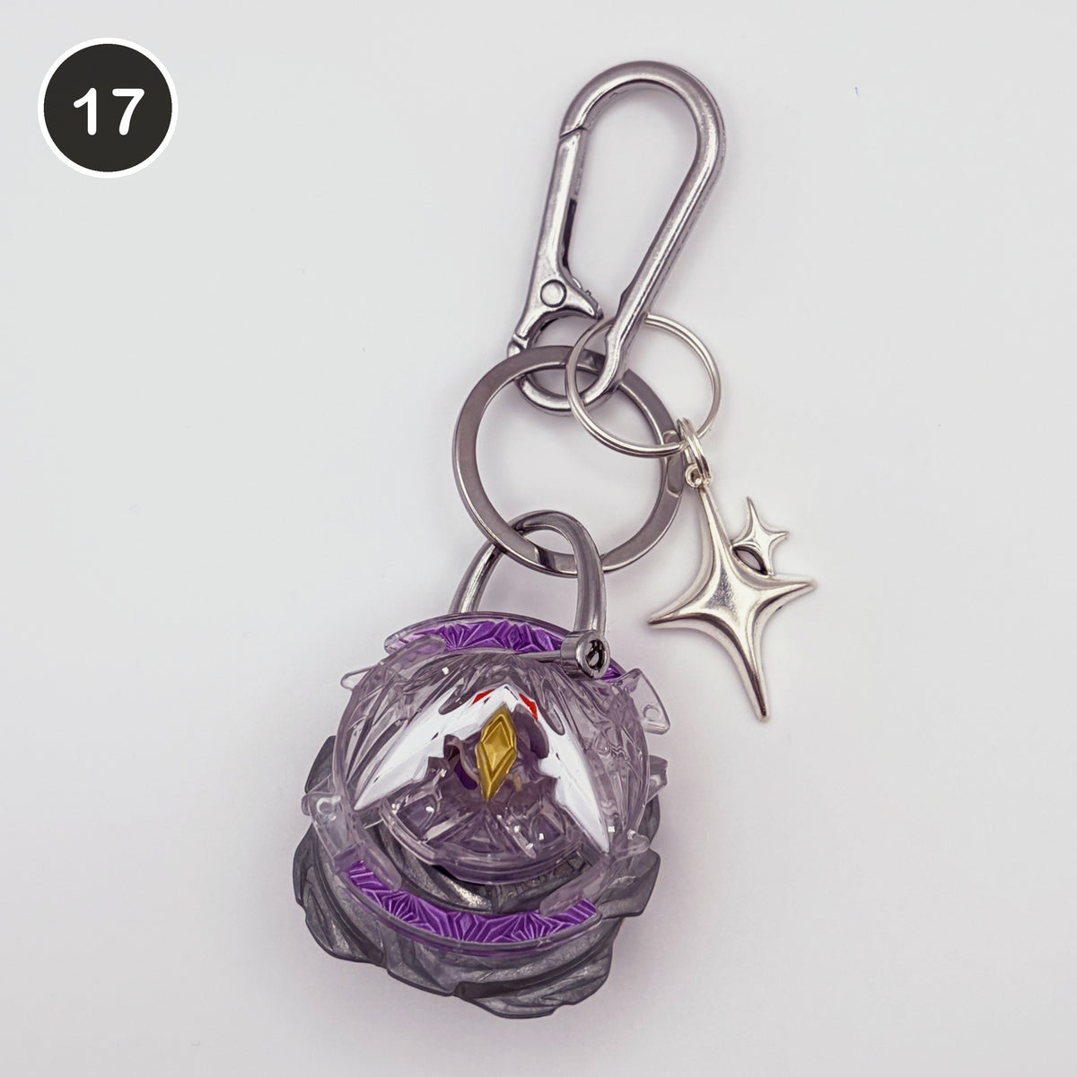 #17 Amethyst Blade upcycled Beyblade keychain