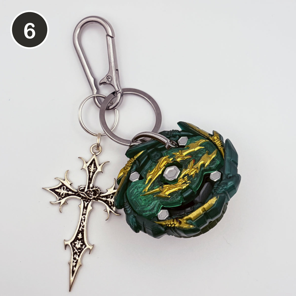 #6 Jungle Blade upcycled Beyblade keychain