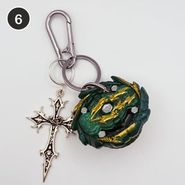 #6 Jungle Blade upcycled Beyblade keychain