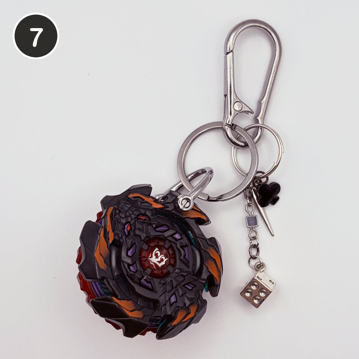 #7 Ember Blade upcycled Beyblade keychain