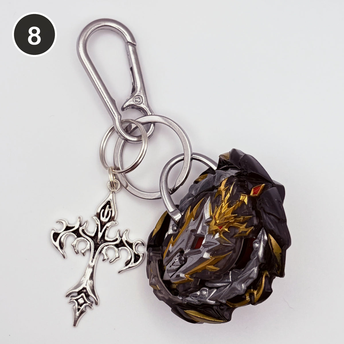 #8 Midas Blade upcycled Beyblade keychain