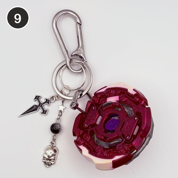 #9 Crimson Blade upcycled Beyblade keychain