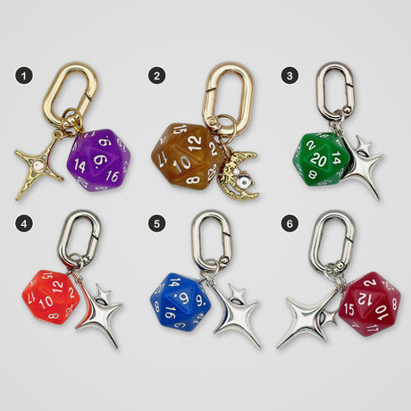 D20 D20 dice keychains, all designs