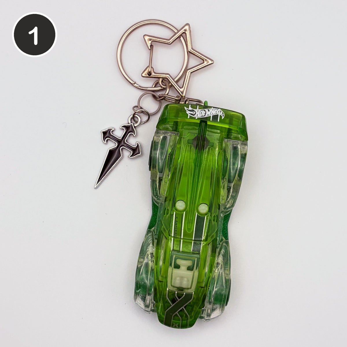 #1 Slime Ride upcycled Hot Wheels keychain