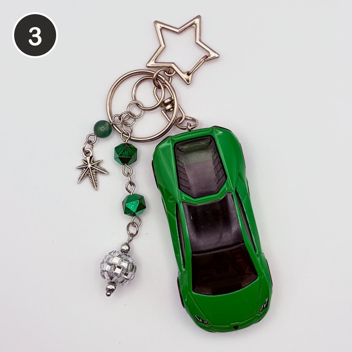 #3 Emerald Ride upcycled Hot Wheels keychain