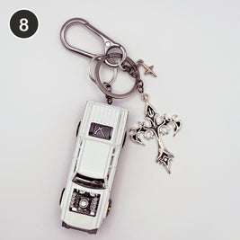 #8 Pearl Ride upcycled Hot Wheels keychain