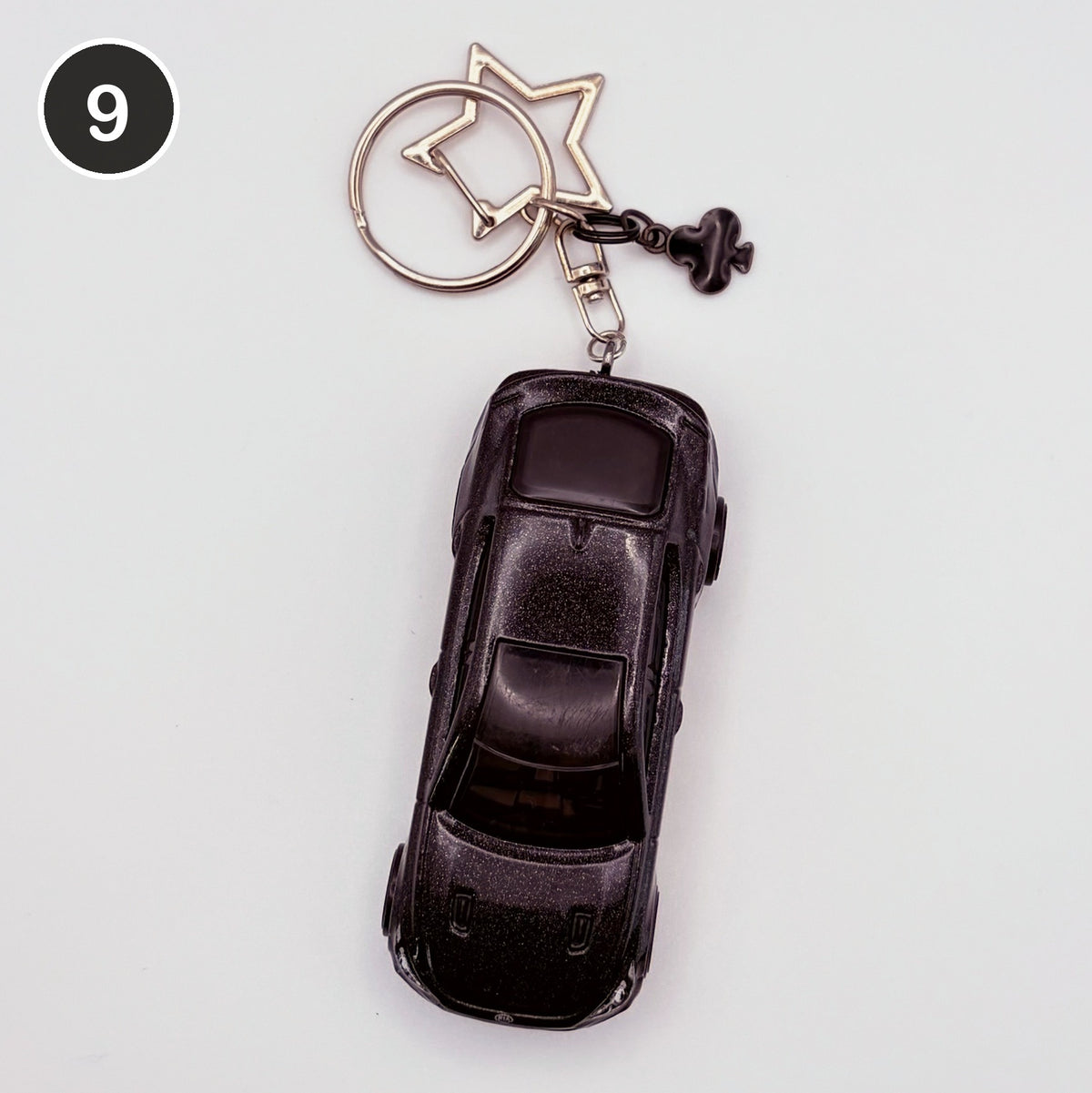 #9 Stealth Ride upcycled Hot Wheels keychain