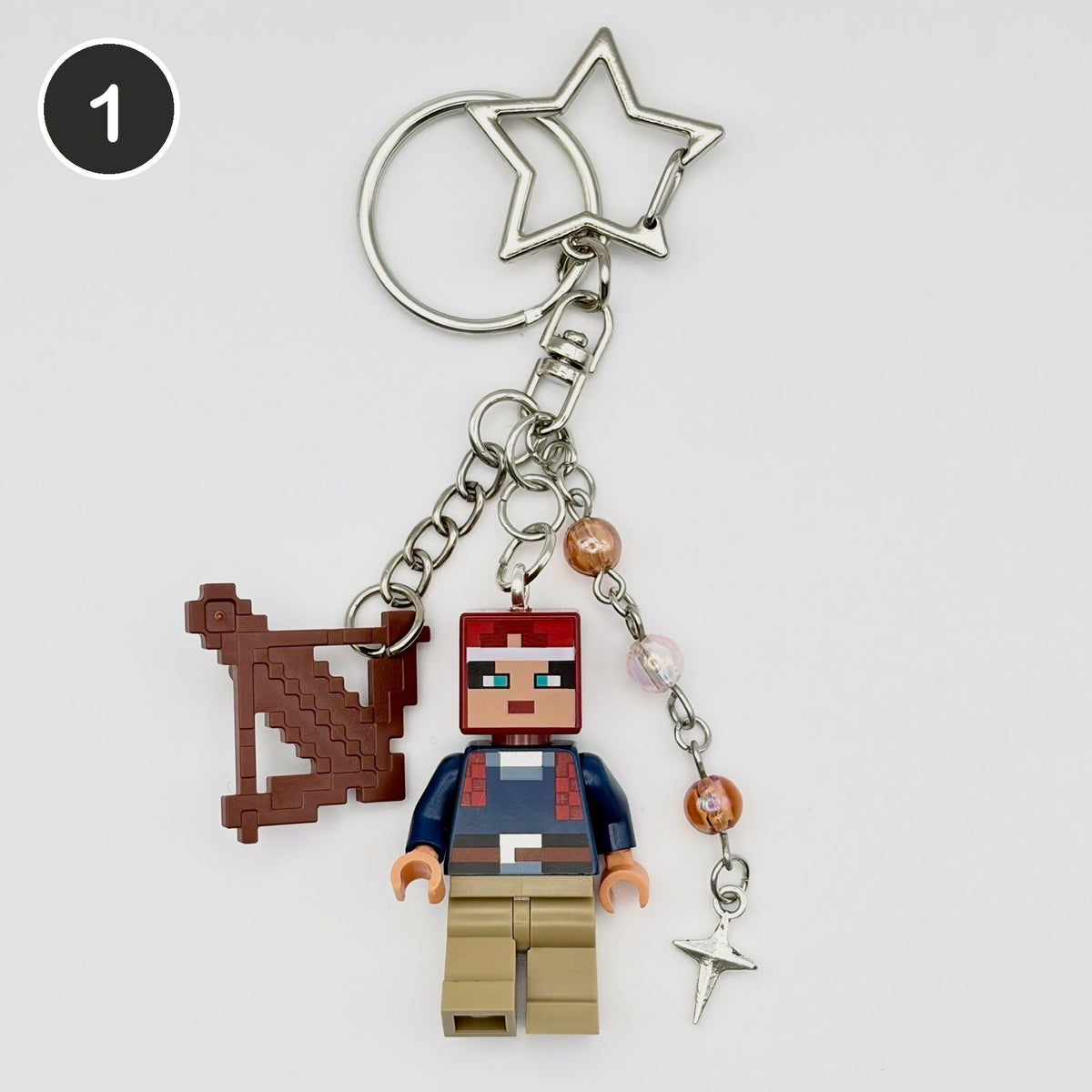 #1 Pixel Archer upcycled Lego minifigure keychain