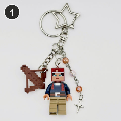 #1 Pixel Archer upcycled Lego minifigure keychain