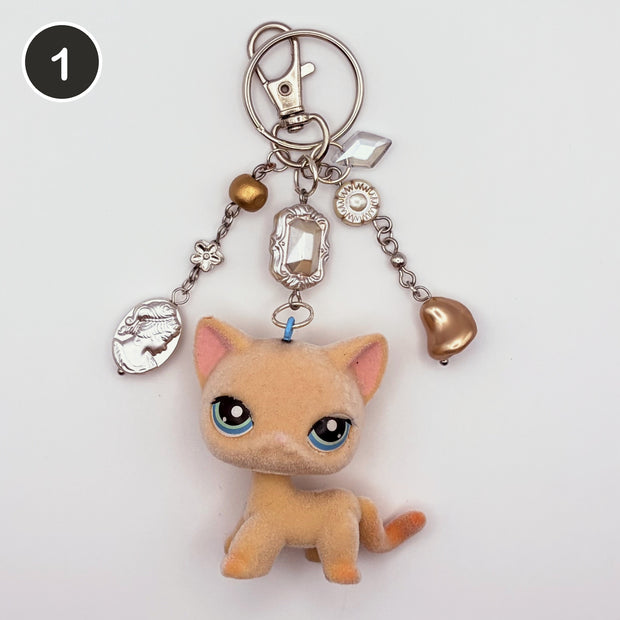 #1 Biscuit Cat upcycled LPS keychain