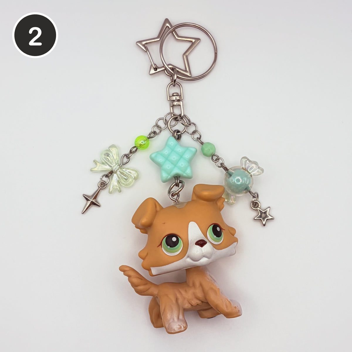 #2 Seafoam Collie upcycled LPS keychain