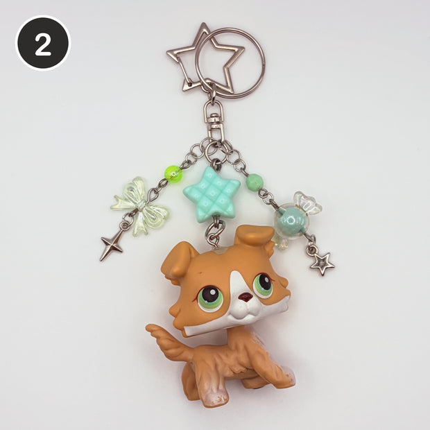 #2 Seafoam Collie upcycled LPS keychain