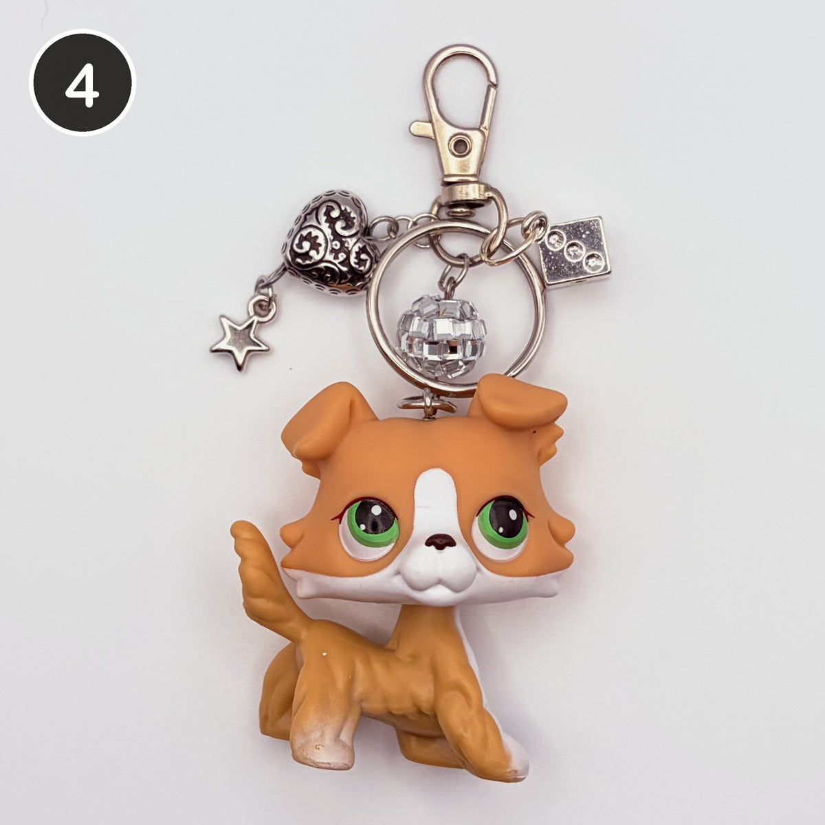 #4 Disco Collie upcycled LPS keychain