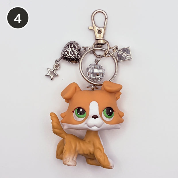 #4 Disco Collie upcycled LPS keychain