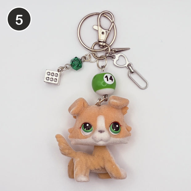 #5 Lucky 14 Collie upcycled LPS keychain