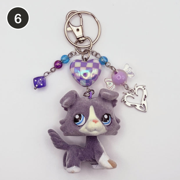 #6 Checkmate Collie upcycled LPS keychain