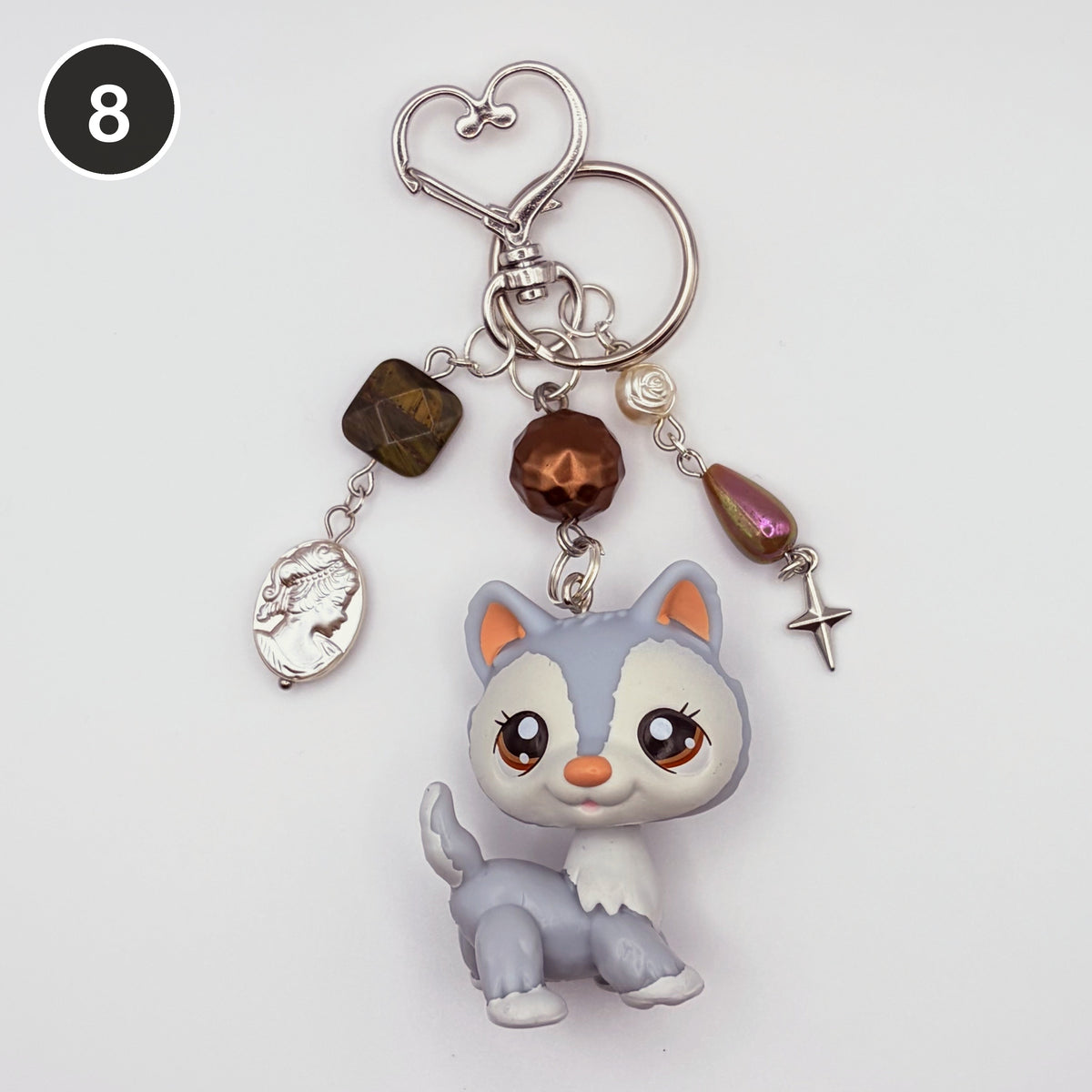 #8 Copper Moon Husky upcycled LPS keychain