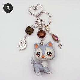 #8 Copper Moon Husky upcycled LPS keychain
