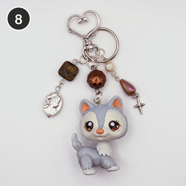 #8 Copper Moon Husky upcycled LPS keychain