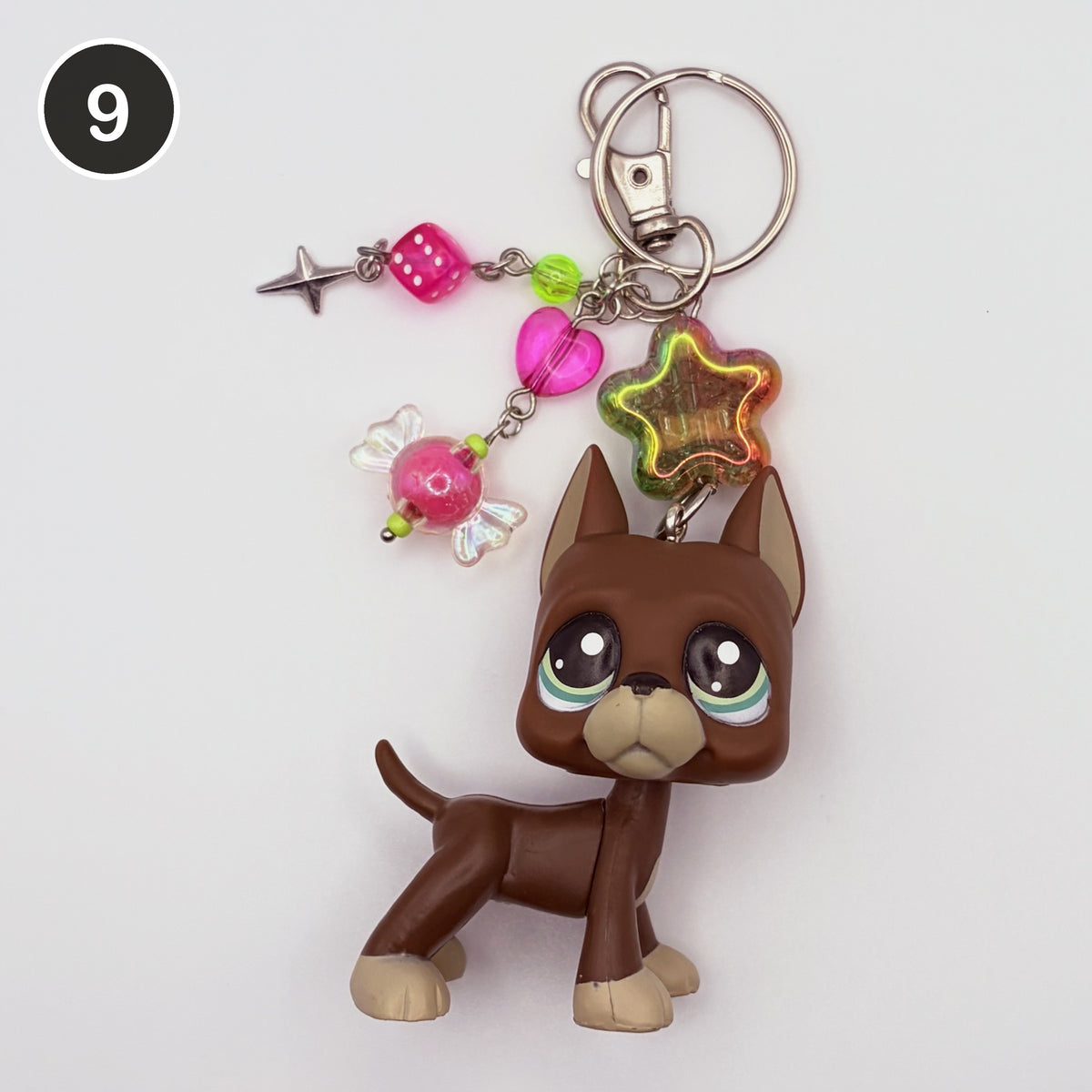 #9 Candy Great Dane upcycled LPS keychain