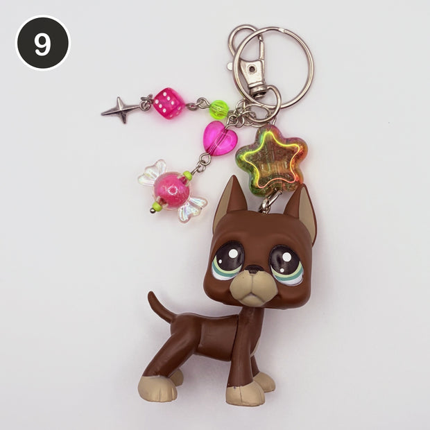 #9 Candy Great Dane upcycled LPS keychain