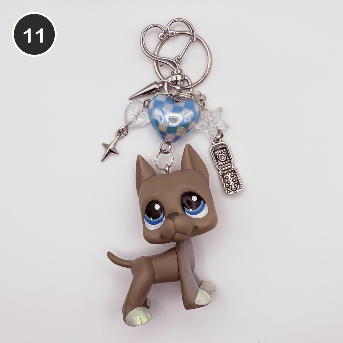 #11 Azure Great Dane upcycled LPS keychain