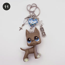 #11 Azure Great Dane upcycled LPS keychain