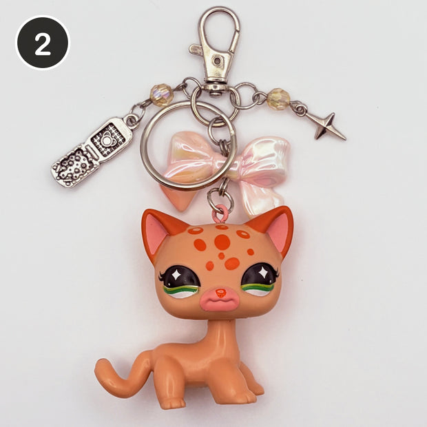 #2 Y2K Leopard Cat upcycled LPS keychain