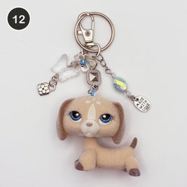 #12 Angel Dachshund upcycled LPS keychain