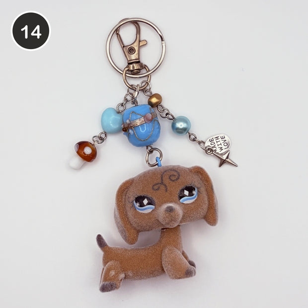 #14 Mocha Dachshund upcycled LPS keychain