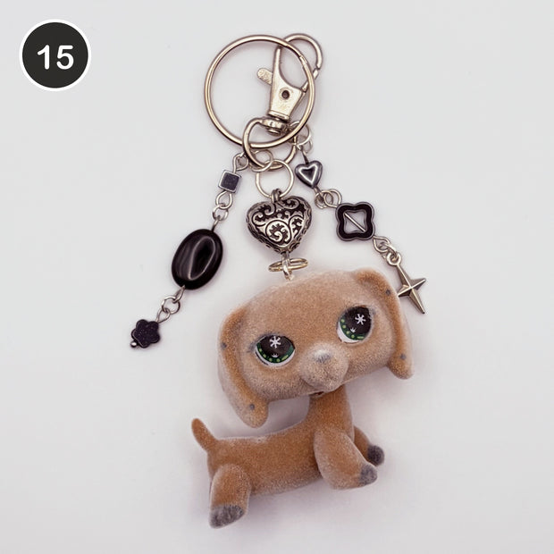 #15 Onyx Dachshund upcycled LPS keychain