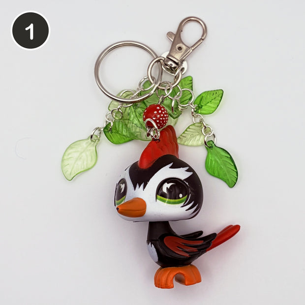#1 Leafy Woodpecker upcycled LPS keychain