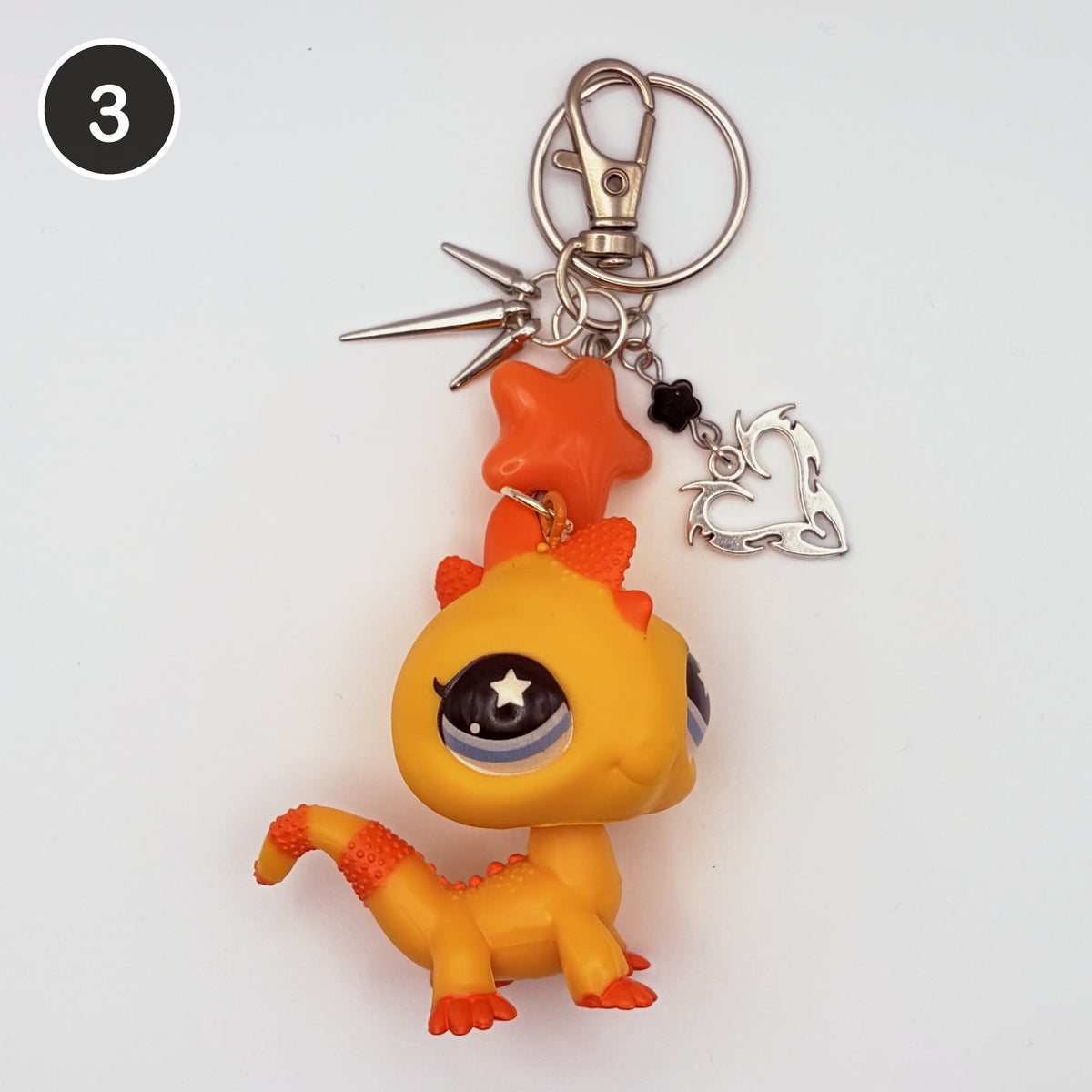 #3 Sunny Spike Gecko upcycled LPS keychain