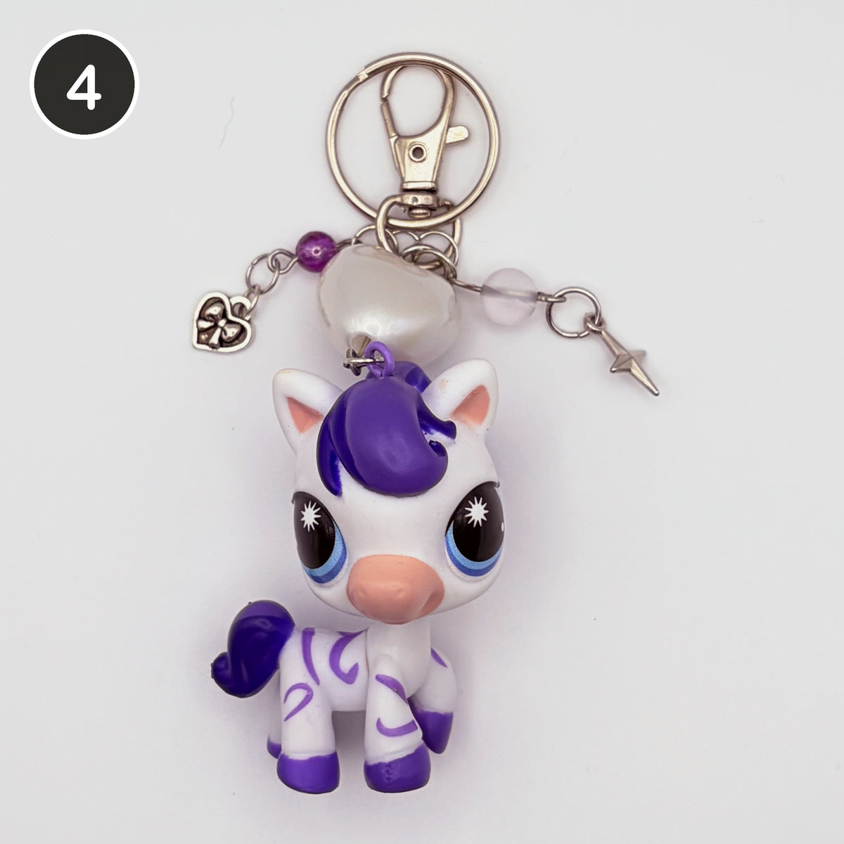 #4 Violet Zebra upcycled LPS keychain