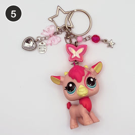 #5 Flutter Giraffe upcycled LPS keychain