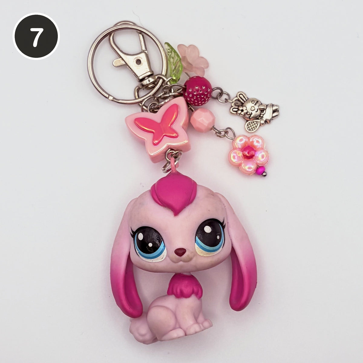 #7 Bubblegum Bunny upcycled LPS keychain